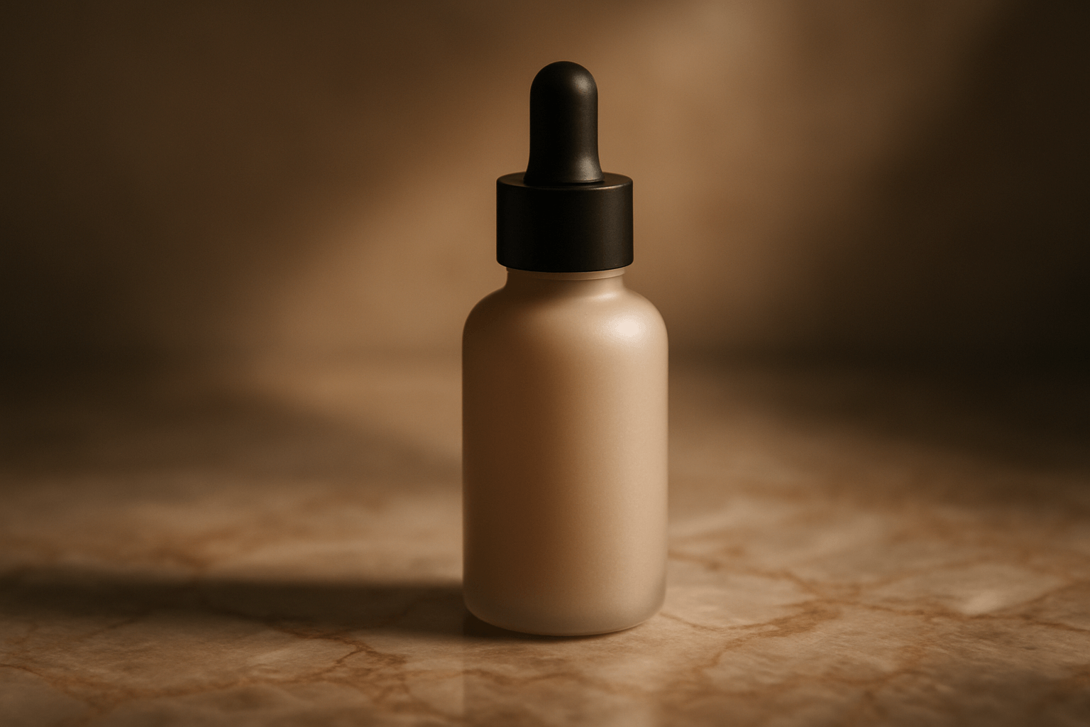 AI Generated Product Shot - Serum Bottle on Polished Marble